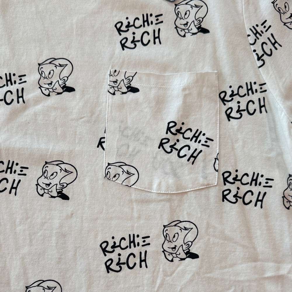 Forever 21 x Alec Monopoly White Richie Rich Cartoon Logo Pocket Tee XL  NWT - Picture 4 of 10